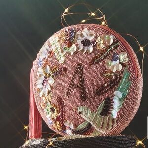 NWTA Anthropologie Embellished Beaded “A” Initial Crossbody Bag